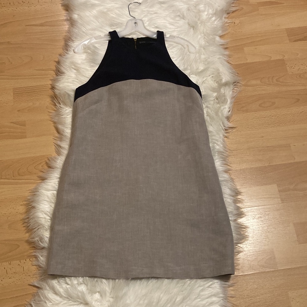 - - - Zara Basic Navy Blue & Gray sleeveless dress size Medium